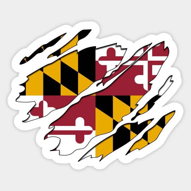 Tear Away Maryland Flag Sticker by InspiredQuotes